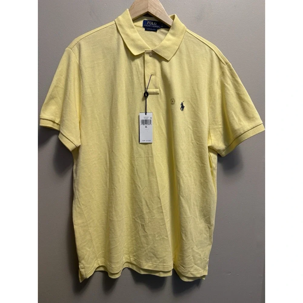 Polo Ralph Lauren Men's Yellow Custom Slim Fit Polo Shirt XL NWT Flaw Read